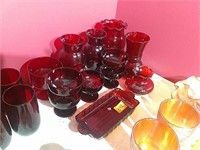 Ruby Red Glass some Anchor Hocking