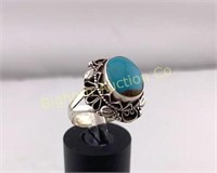 Ring Size 7.25 Turquoise, Sterling Silver