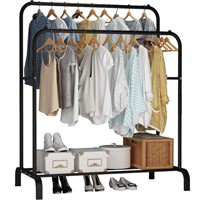 TE9506 Double Rail Hanging Clothes Rack Black