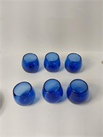 6 Handblown Cobalt Blue Roly-Poly Glasses U16A