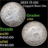 1833 O-101 Capped Bust 50c Grades xf+