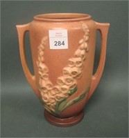 Roseville Pink Foxglove Handled Vase