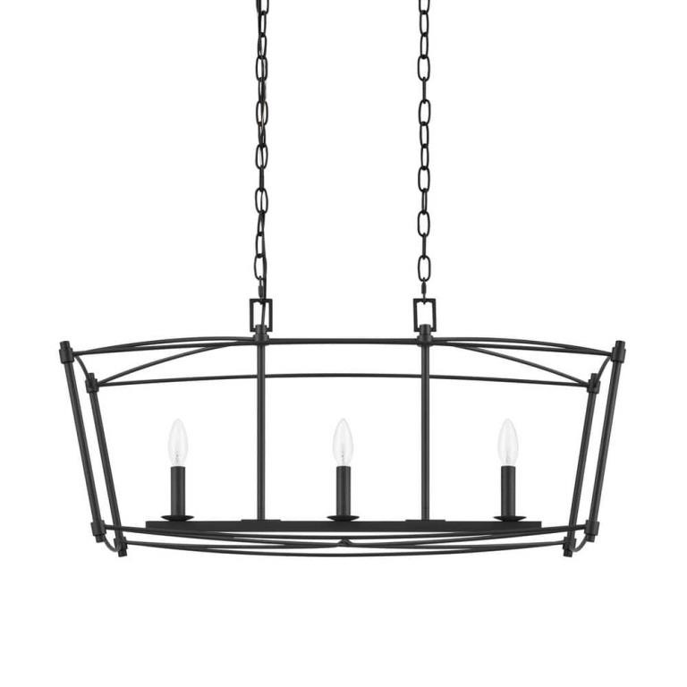 Home Decor 3-Light Matte Black Chandelier