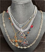 6 Vintage Costume Jewelry Ladies Necklaces