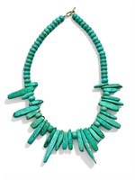 Beaded turquoise necklace, 
19”l.