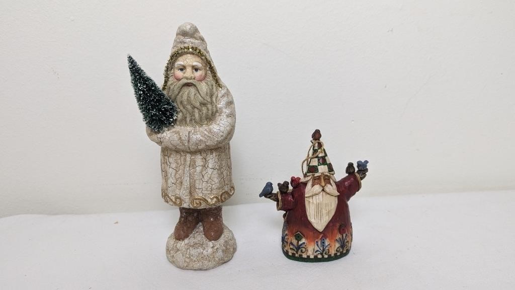 JIM SHORE SANTA ORNAMENT AND SANTA FIGURINE