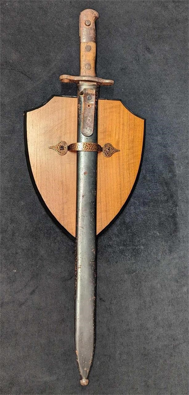 Vintage Metal & Wood Sword & Shield Wall Art