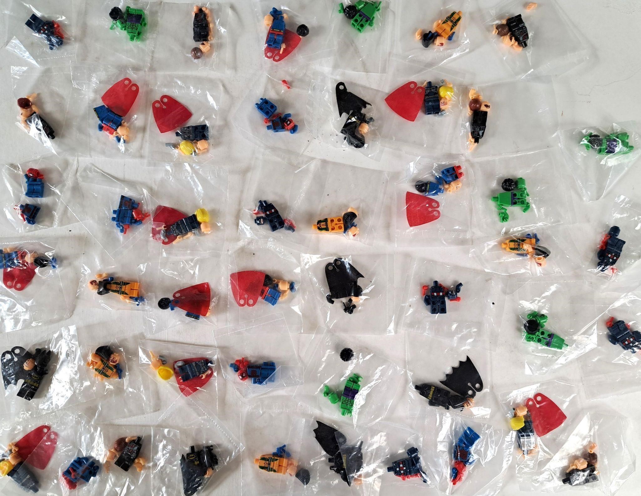 48 ASSORTED LEGO COMIC PEOPLE SUPER HEROS LOT