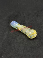 3in Yellow Swirl Glass Chillum Pipe (living room)