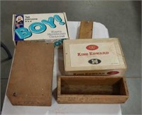 Lot of vintage wooden boxes & cigar boxes