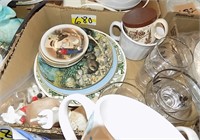 BOX LOT OF  DISHES AND GLASSWARE