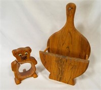 Wooden Paper Plate Holder & Wooden Bear Bank