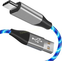 USB-C LED Light Up Charger Cord (Blue  6 ft)