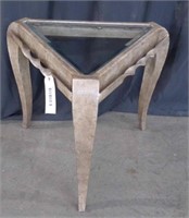 METAL AND GLASS TRIANGLE LAMP TABLE