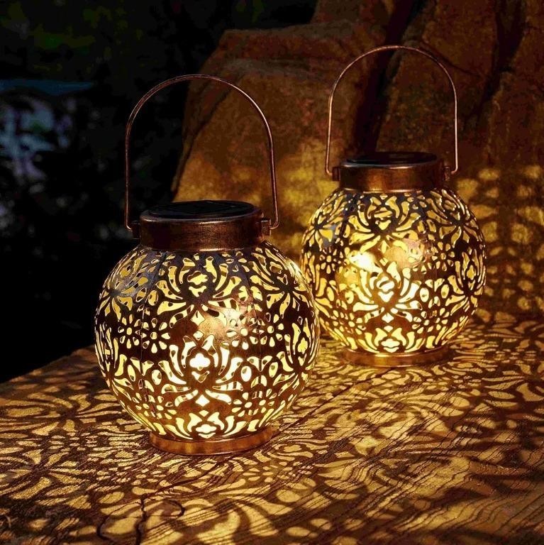 Set of 2 Solar Lanterns Outdoor Lights for Garden