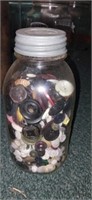 Mason jar filled with buttons