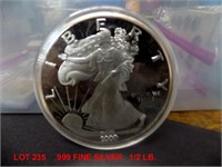 1/2 POUND .999 FINE SILVER  COIN MEDALIAN