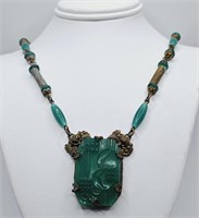 Art Deco Czech Peking Glass Necklace