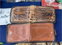 2 LEATHER WALLETS - HAND TOOLED