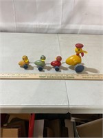 Vtg Fisher Price a Duck Family wood train