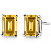 7x5MM Emerald Cut Citrine 1.85CTW Stud Earrings in