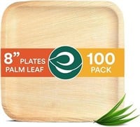 SEALED-100-Pack ECO SOUL 8" Square Palm Leaf Plate
