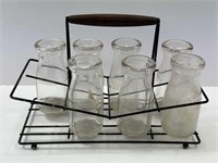 Glass Milk Bottles with Carrier