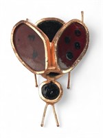 Copper & Stained Glass Lady Bug Sculpture