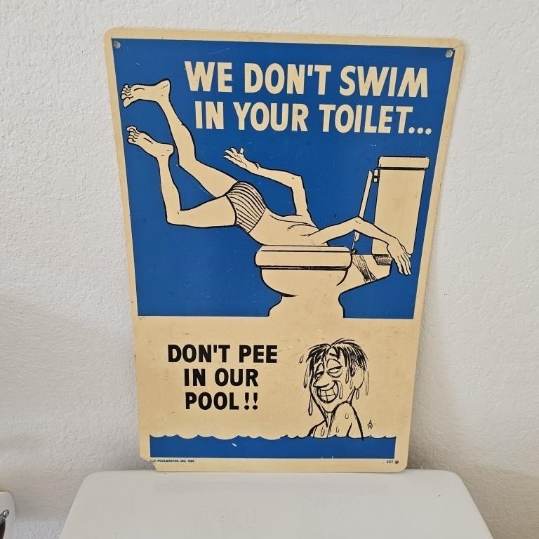 Funny Vintage Don't Pee In Our Pool Wall Sign