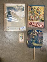 Vintage advertising items, Girl Scout scrapbook.