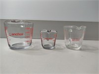 Glass Measuring Cups, 2 Anchor & 1 Fire-King