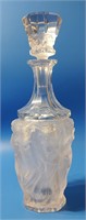Bohemian Figural Decanter, Frosted Lalique-Style