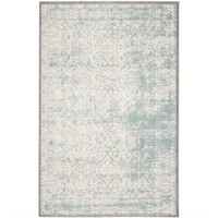 5x7 Auguste Area Rug, Ivory, Gray, Turquoise.