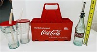 Vintage Coca Cola Case/Glasses,Bottle