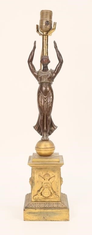 Art Deco Style Figural Bronze Lamp