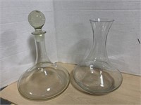 2 Decanters (one Missing Stopper)