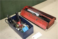 Metal Tool Box w/Contents & Soldering Irons