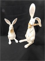 pair of resin decor rabbits 15" and 12" tall