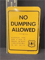 US Forest Service No Dumping Allowed Metal Sign