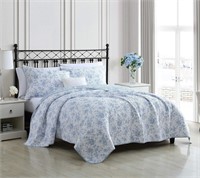 King Quilt Set  Reversible Floral  Cotton Bedding