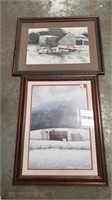 (2) Framed Winter Landscape Art Pieces