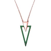 Sterling Silver Emerald Austrian Crystal Necklace