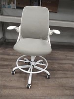White Drafting Chair with Adjustable Height Foot