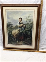 Girl With Sheep Print Hoffner 1866