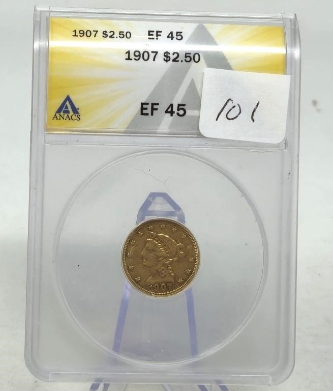 1907 $2 1/2 Gold ANACS EF 45
