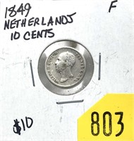 1849 Netherlands 10-cents