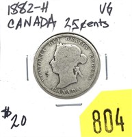 1882-H Canadian quarter