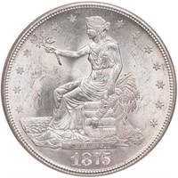 T$1 1875-S TRADE. PCGS MS63 CAC