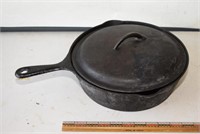 VINTAGE CAST IRON FRY PAN & LID ! R-4