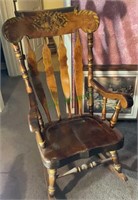 Solid wood rocking chair with fruit and leaves